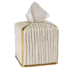 Villari SCATOLA PER FAZZOLETTI DI CARTA IN BAMBÙ - BIANCO E ORO> Arredo Bagno