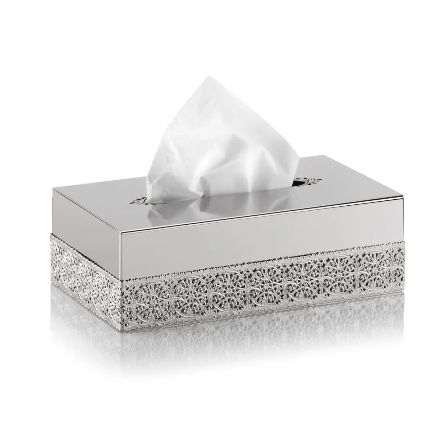 Villari SCATOLA PER FAZZOLETTI RETTANGOLARE MARBELLA - ARGENTO> Arredo Bagno