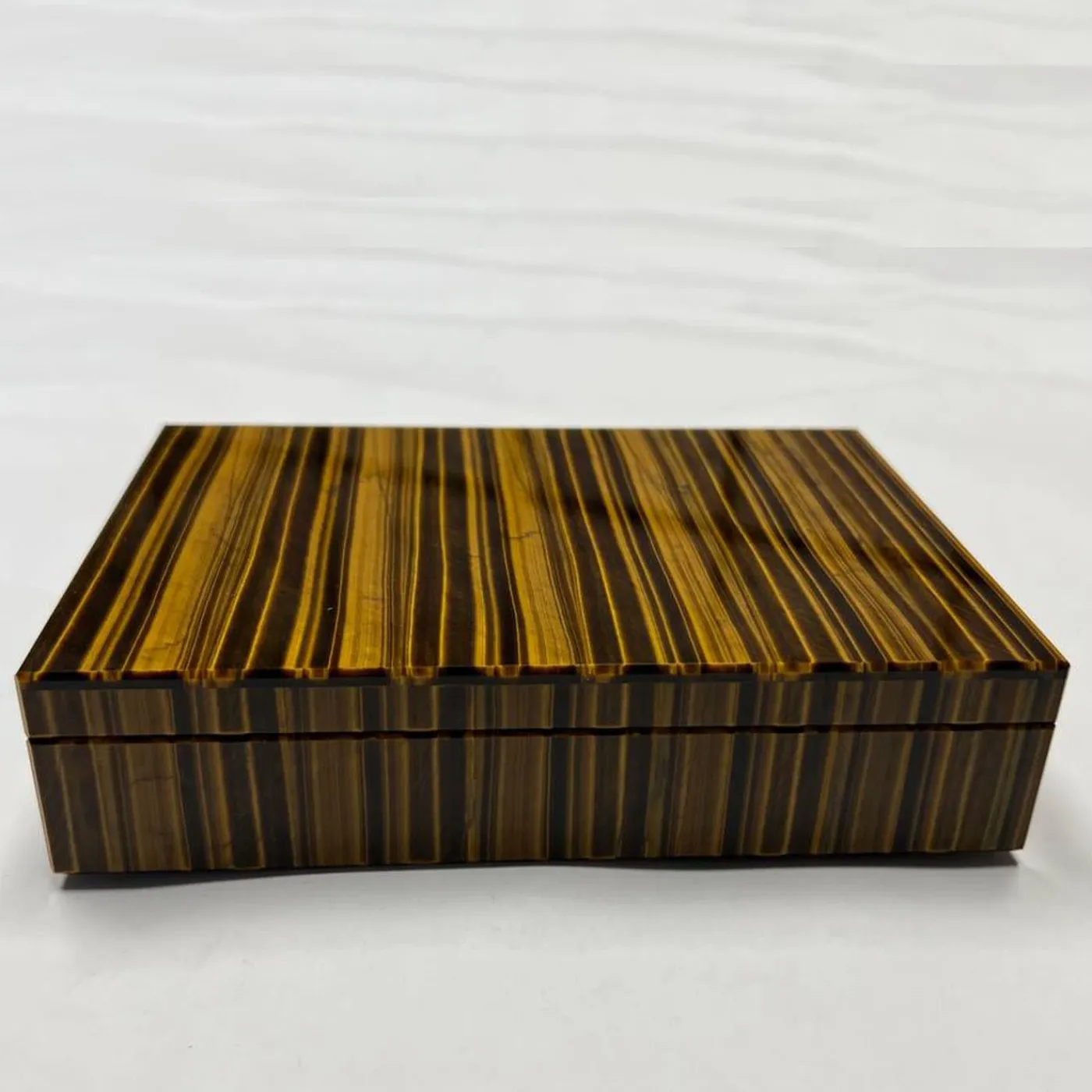 Obsydian Stone Scatola per gioielli Edfu con occhio di tigre> Portagioie