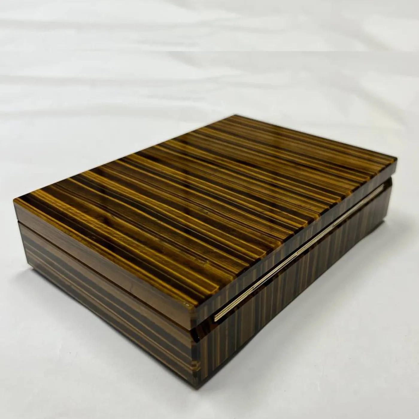 Obsydian Stone Scatola per gioielli Edfu con occhio di tigre> Portagioie