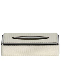 Pinetti Scatola per tessuti in pelle bianca> Arredo Bagno