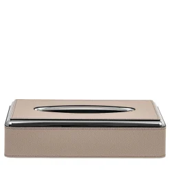 Pinetti Scatola per tessuti in pelle beige con struttura in metallo> Arredo Bagno