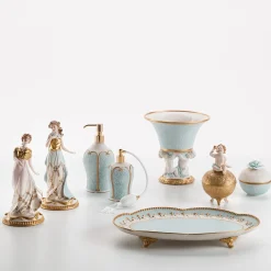 Cattin Porcellane Scatola piccola in damasco turchese con rosa> Scatole