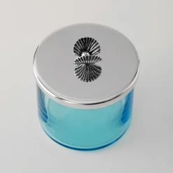 Greggio Scatola Portagioie Riviera in Cristallo Blu con Manico a Forma di Conchiglia> Arredo Bagno