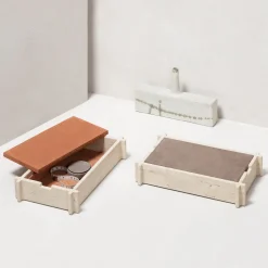 Giobagnara Scatola rettangolare in pelle e marmo Structura - Marrone><noscript><img width=