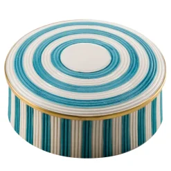 Cattin Porcellane Scatola rotonda Belle Epoque a righe turchesi> Scatole