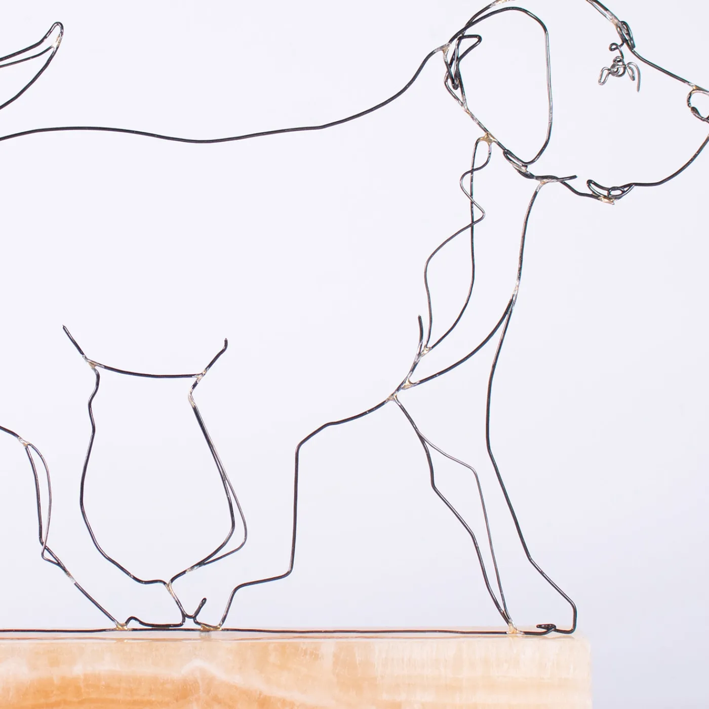 Profilo Scultura di Labrador in Passeggiata su Base in Onice Cappuccino> Statuine