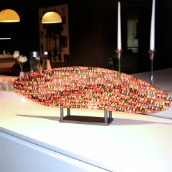 VéVé Glass Scultura di sole rosso Onda> Sculture Decorative