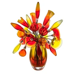 Venini Scultura Fuochi Boreali rossa e gialla di Giorgio Vigna> Vasi Decorativi