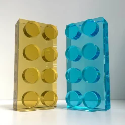 Ghirò Studio Scultura in cristallo blu fatta a mano in mattoni><noscript><img width=