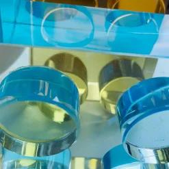 Ghirò Studio Scultura in cristallo blu fatta a mano in mattoni><noscript><img width=