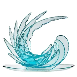 Ghirò Studio Scultura in cristallo d'onda con acquamarina> Sculture Decorative