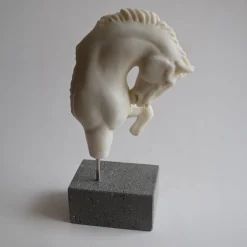 Todini Sculture Scultura in marmo a frammento di cavallo con base><noscript><img width=