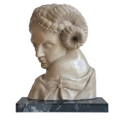 Todini Sculture Scultura in marmo Cleopatra Egiziano Giallo fauno dormiente con base> Statuine