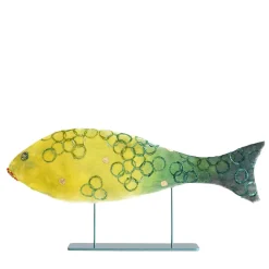 Anna Paola Cibin Scultura in velluto di un piccolo pesce verde gioioso> Statuine