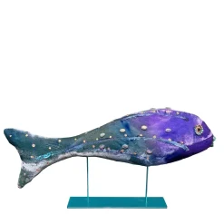 Anna Paola Cibin Scultura In Velluto Joyful Fish Verde E Viola> Statuine