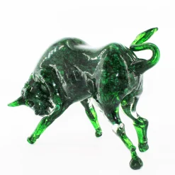 Madeforsoul Scultura in vetro di Murano con toro verde><noscript><img width=
