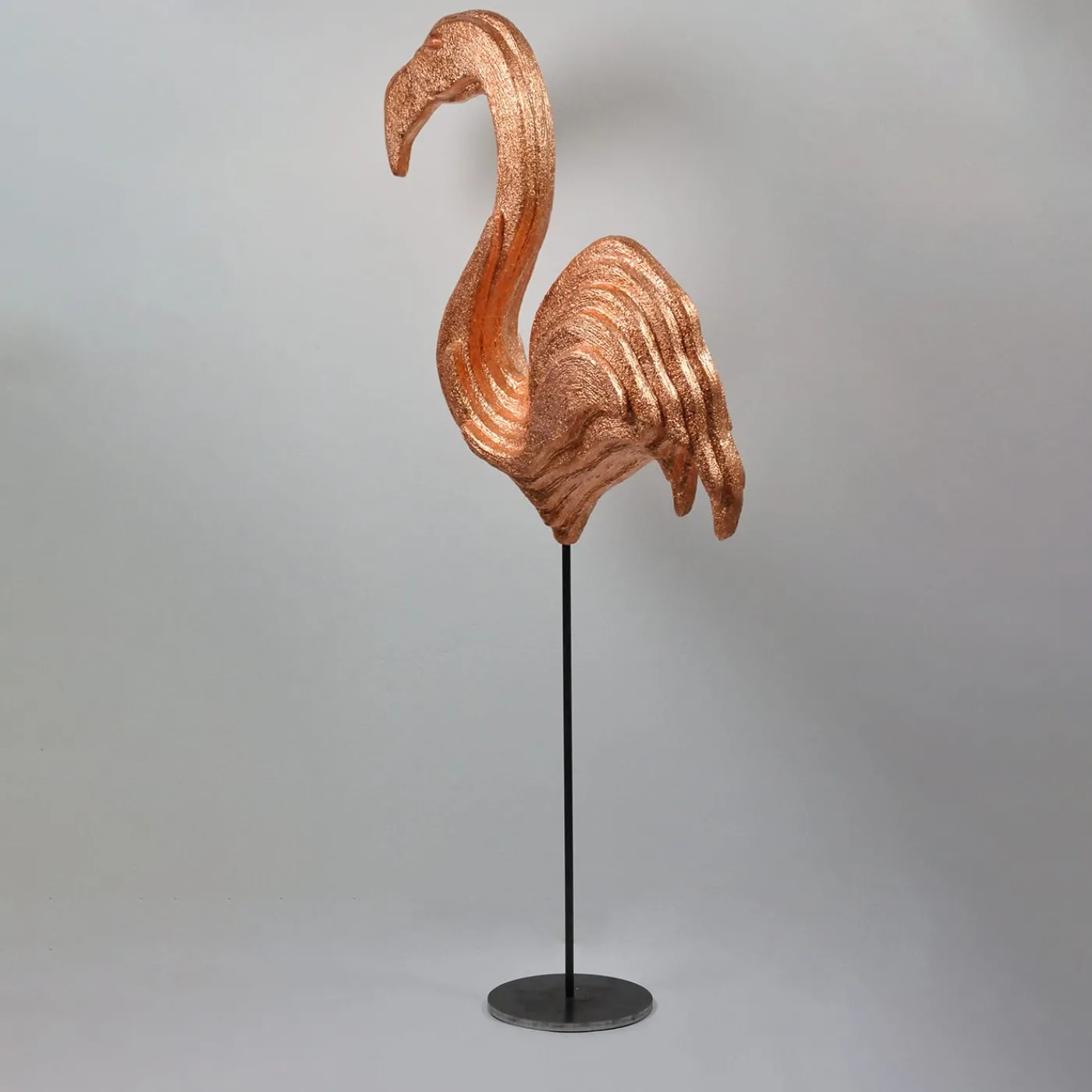 PB Studio Artigiano Scultura ramata di fenicottero rosa> Statuine