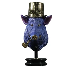 Fonderia Artistica Ruocco Scultura testa di cinghiale in bronzo blu> Sculture Decorative