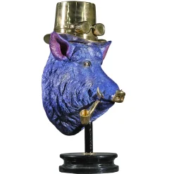 Fonderia Artistica Ruocco Scultura testa di cinghiale in bronzo blu> Sculture Decorative