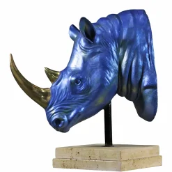 Fonderia Artistica Ruocco Scultura Testa di Rinoceronte in bronzo blu> Sculture Decorative
