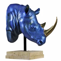 Fonderia Artistica Ruocco Scultura Testa di Rinoceronte in bronzo blu><noscript><img width=