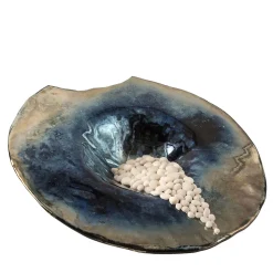 Design Center 1991 Scultura/piatto in ceramica policroma Incanto Notturno di Nino Basso> Centrotavola