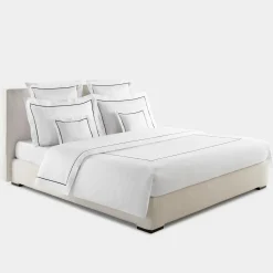 Biancoperla Set copripiumino BACCHETTA in cotone satinato bianco><noscript><img width=