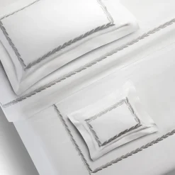 Biancoperla Set copripiumino Botero ricamato in cotone percalle bianco> Biancheria Da Letto