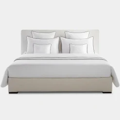 Biancoperla Set copripiumino ricamato PIPING in Cotone Percalle Bianco> Biancheria Da Letto
