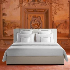 Biancoperla Set copripiumino ricamato PIPING in Cotone Percalle Bianco><noscript><img width=