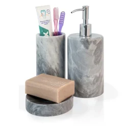 FiammettaV Home Collection Set da bagno 3 pezzi in marmo grigio><noscript><img width=