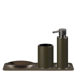 ADJ Style Set da bagno 4 pezzi in pelle d'ulivo> Arredo Bagno