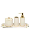 Pinetti Set da bagno Olimpia 4 pezzi rotondo in pelle oro/beige> Arredo Bagno