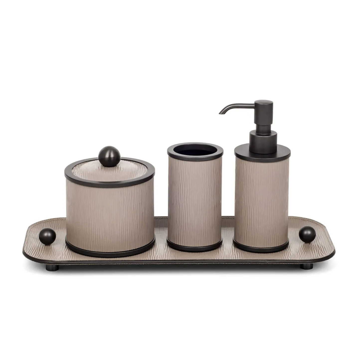 Pinetti Set da bagno Olimpia 5 pezzi in pelle brunita/beige> Arredo Bagno