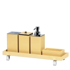 Pinetti Set da bagno quadrato in pelle gialla Poseidon> Arredo Bagno