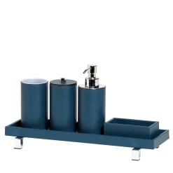 Pinetti Set da bagno rotondo in pelle blu Poseidon> Arredo Bagno