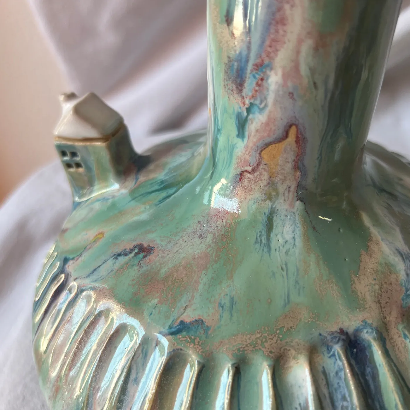 Metakeramos Set di 2 Anfore Spirali nel Tempo in Ceramica Azzurra della Collezione Micromondo> Anfore