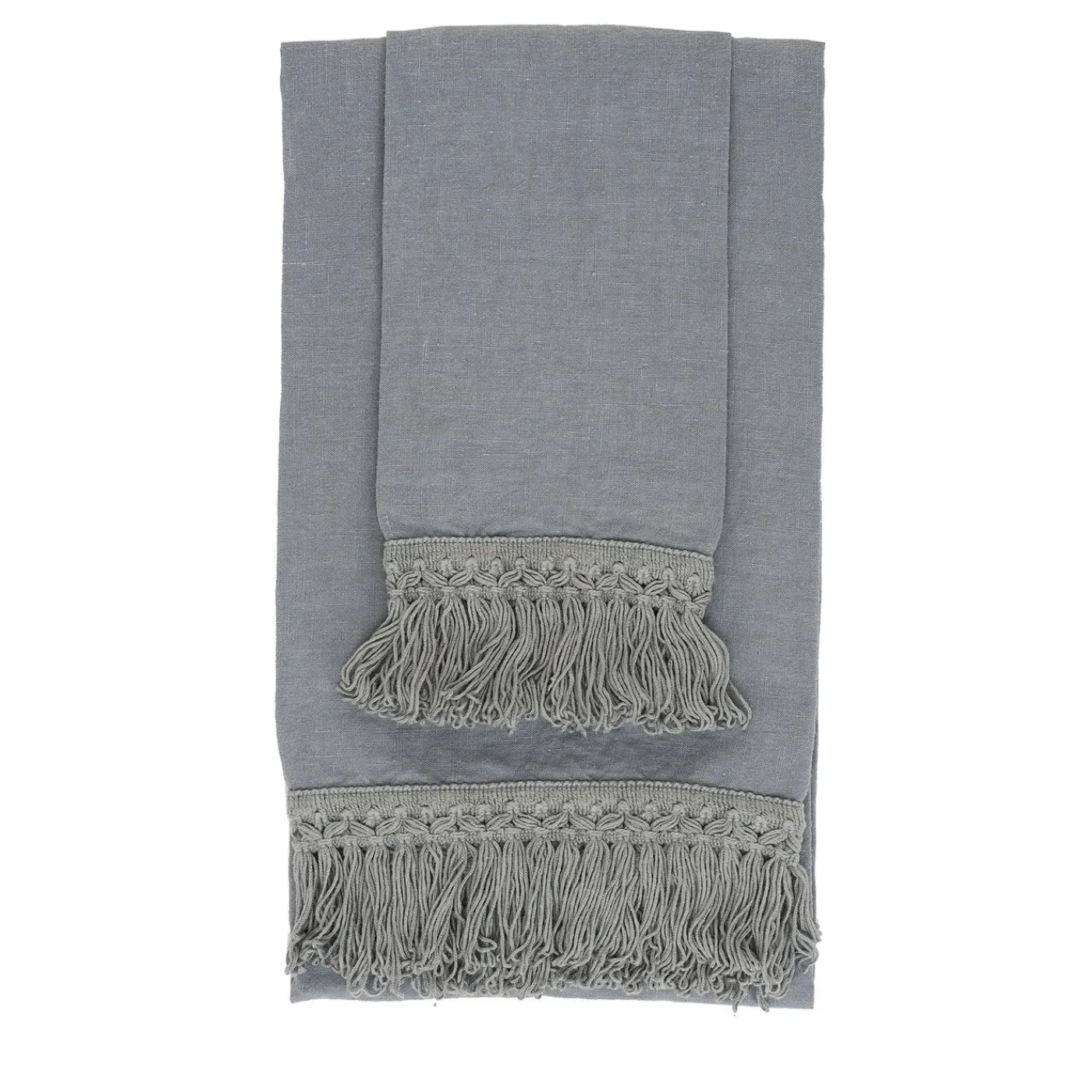 Once Milano Set di 2 asciugamani in lino blu chiaro con lunghe frange> Biancheria Da Bagno