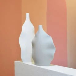 Lineasette Set di 2 bottiglie decorative in ceramica a onde marine> Bottiglie Decorative