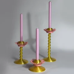 M'AMA Interni + di Federica Zama Set di 3 candelabri stampati in 3D Blooming Oro e Rosa><noscript><img width=