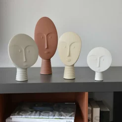 Lineasette Set di 4 maschere decorative bianche e marroni> Statuine