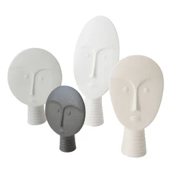Lineasette Set di 4 maschere decorative bianche e grigie> Statuine