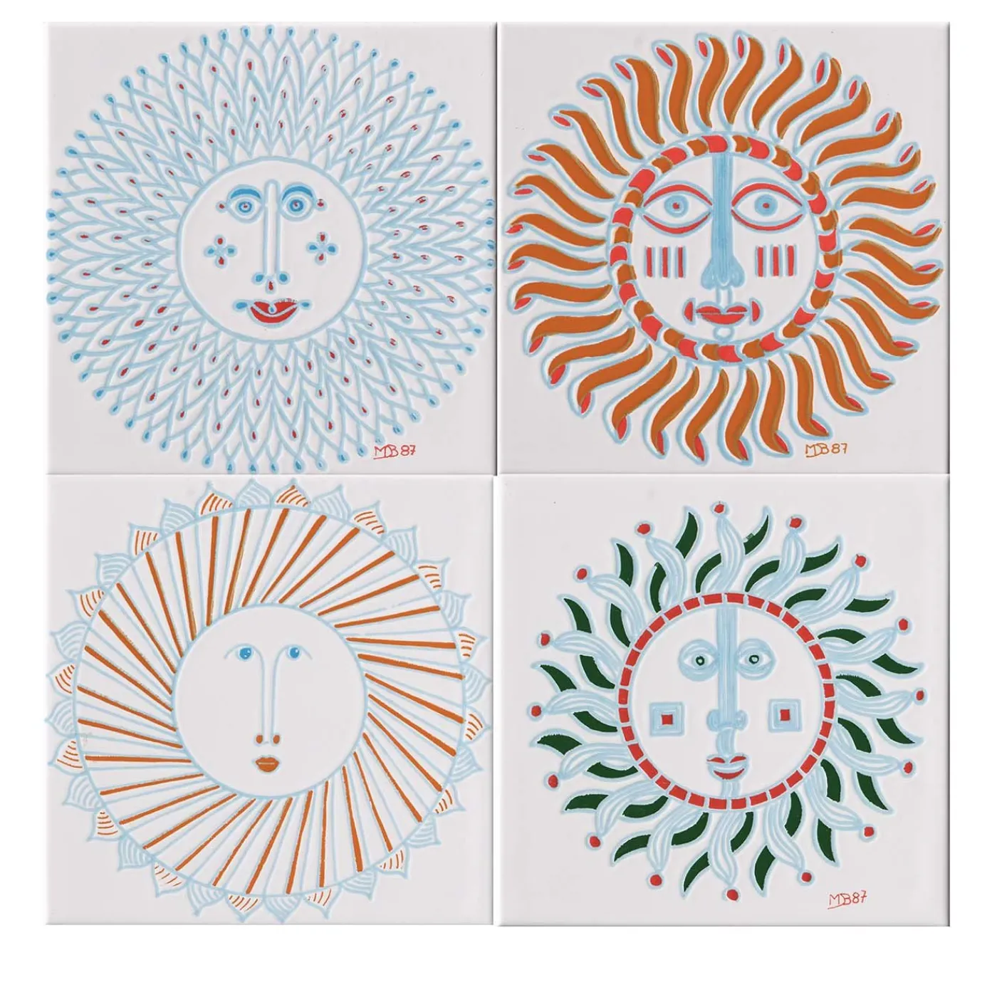 Cerasarda Set di 4 piastrelle I Classici Quattro Stagioni di Mario De Biasi> Piastrelle E Pavimenti