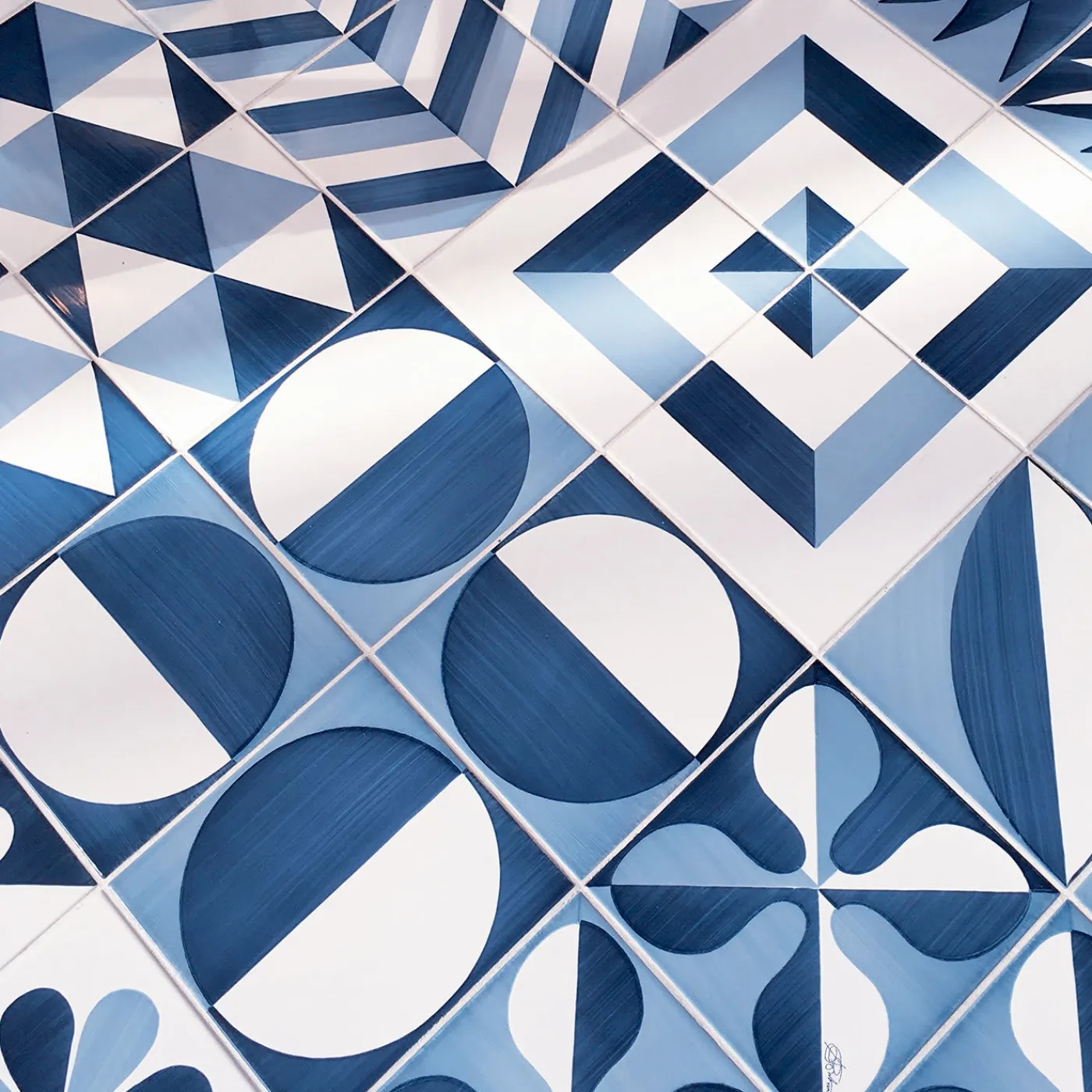 Francesco De Maio Set di 25 piastrelle tipo 4 della Collezione Blu Ponti di Gio Ponti> Piastrelle E Pavimenti