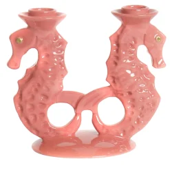 Bitossi Home Set di 2 portacandele in ceramica a forma di cavalluccio marino rosa> Candelieri E Portacandele