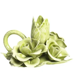 Bitossi Home Set di 2 portacandele in ceramica a forma di fiore verde> Candelieri E Portacandele
