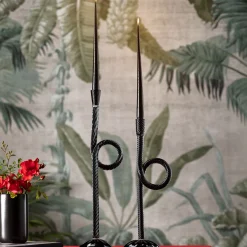 Aina Kari Set di 2 portacandele Knot in vetro di Murano nero><noscript><img width=