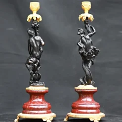Galleria Romanelli Set di 2 portacandele policromi antropomorfi><noscript><img width=