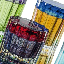 Creart Set di 2 scatole di vetro viola con coperchio> Scatole